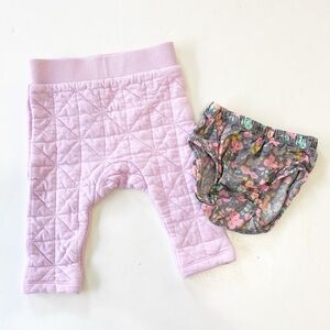 Cotton On Baby purple geometric pants + Carter's floral bloomer